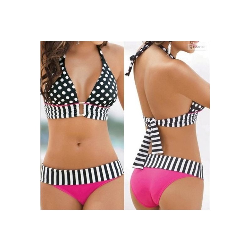 Bikini negro con fucsia