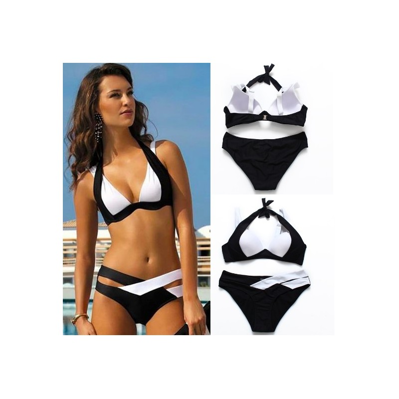 Sexy bikini blanco y negro con realce
