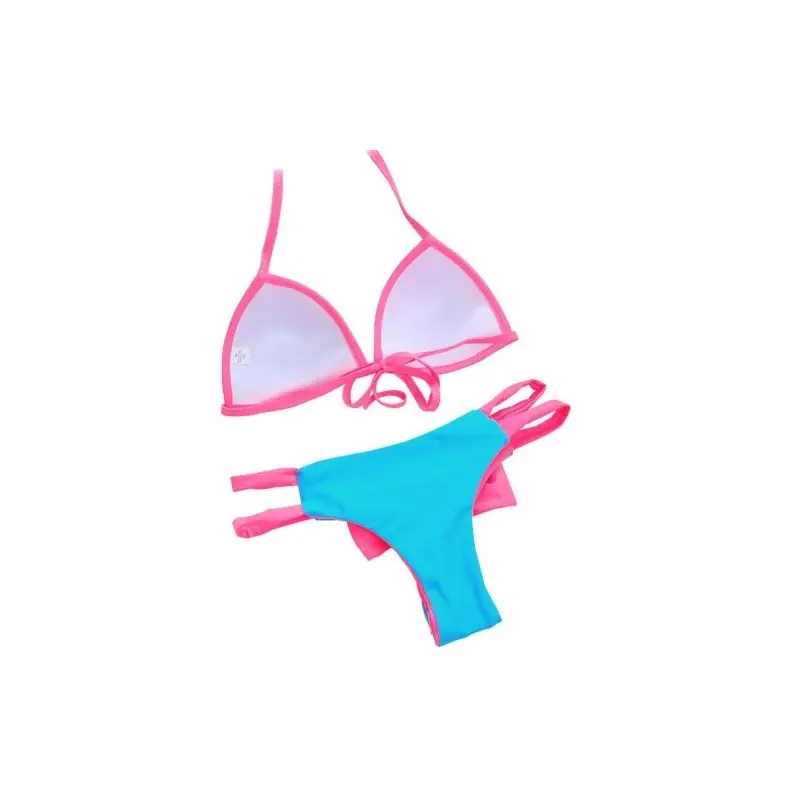 Bikini azul con fucsia 3 Hermoso bikini brasilero con realce