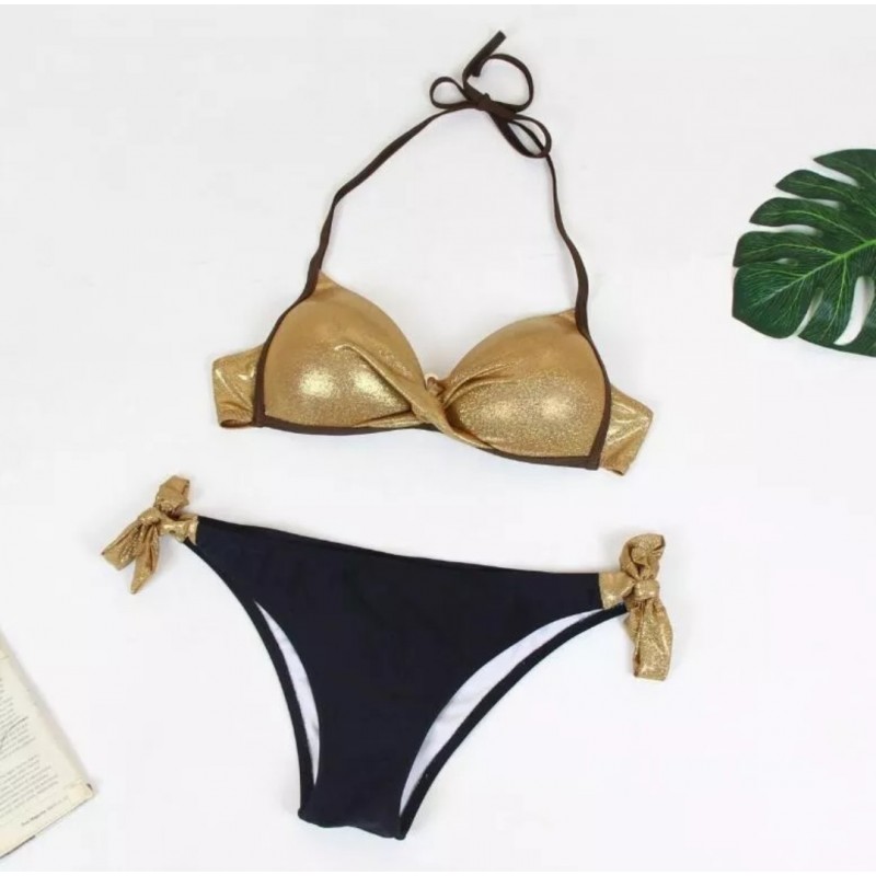 Bikini dorado con negro 3 Bikini dorado con negro
