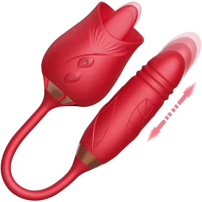 Lengua vibradora en forma de rosa doble vibrador