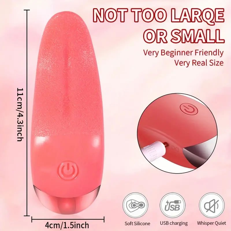 Juguete Sexual Femenino "Realistic Tongue" con Lamedura de 10 Frecuencias, Silicona Suave y Carga USB 3 Lengua vibradora masturbadora 10 modos