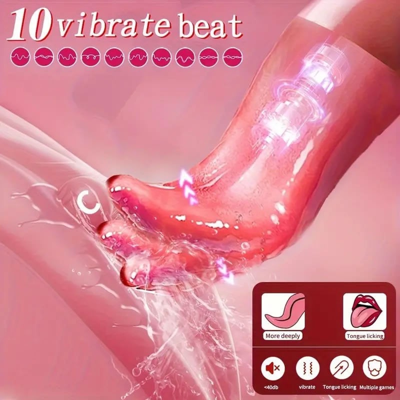 Juguete Sexual Femenino "Realistic Tongue" con Lamedura de 10 Frecuencias, Silicona Suave y Carga USB 4 Lengua vibradora masturbadora 10 modos