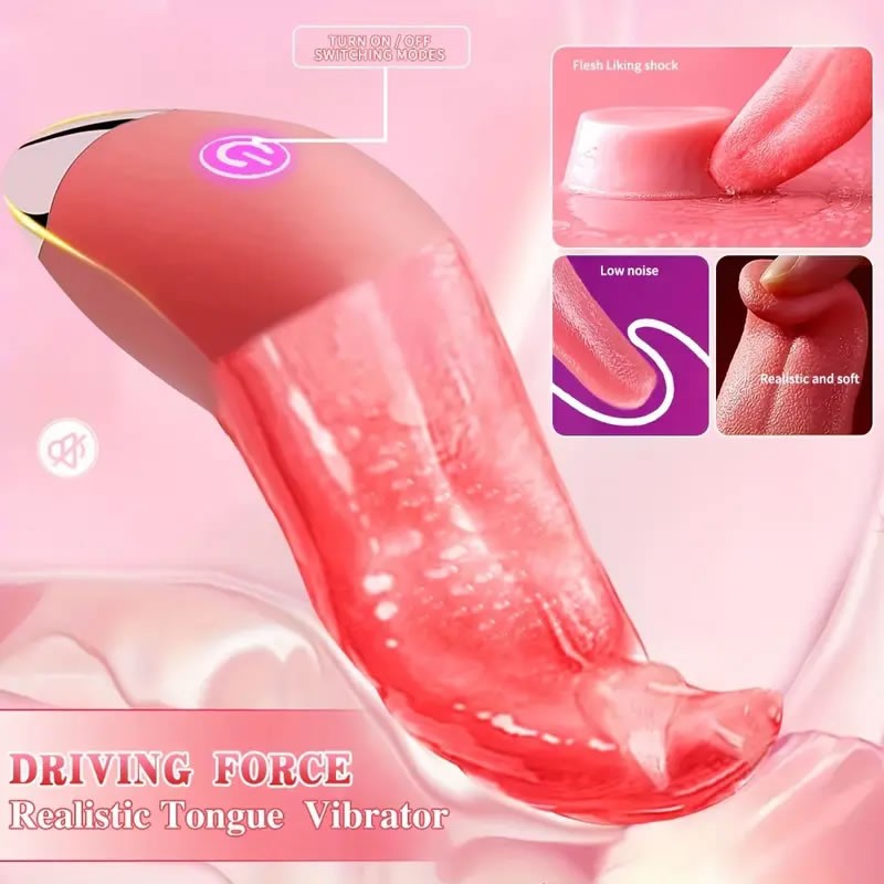 Juguete Sexual Femenino "Realistic Tongue" con Lamedura de 10 Frecuencias, Silicona Suave y Carga USB 5 Lengua vibradora masturbadora 10 modos
