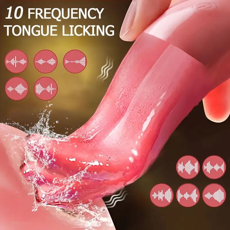Juguete Sexual Femenino "Realistic Tongue" con Lamedura de 10 Frecuencias, Silicona Suave y Carga USB 1 Lengua vibradora masturbadora 10 modos