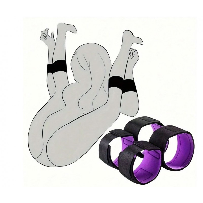 Set de Esposas para Manos y Pies con Correas para Muslos "Bound Restraint" Acolchadas 1 Esposas para manos y pies