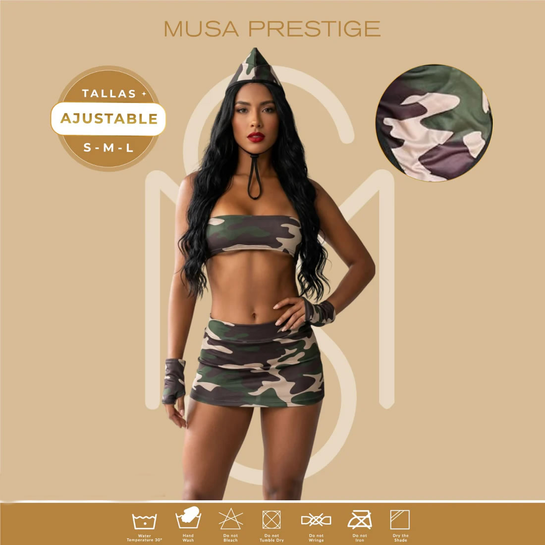 Disfraz Sexy Militar Camuflado Ajustable para Mujer