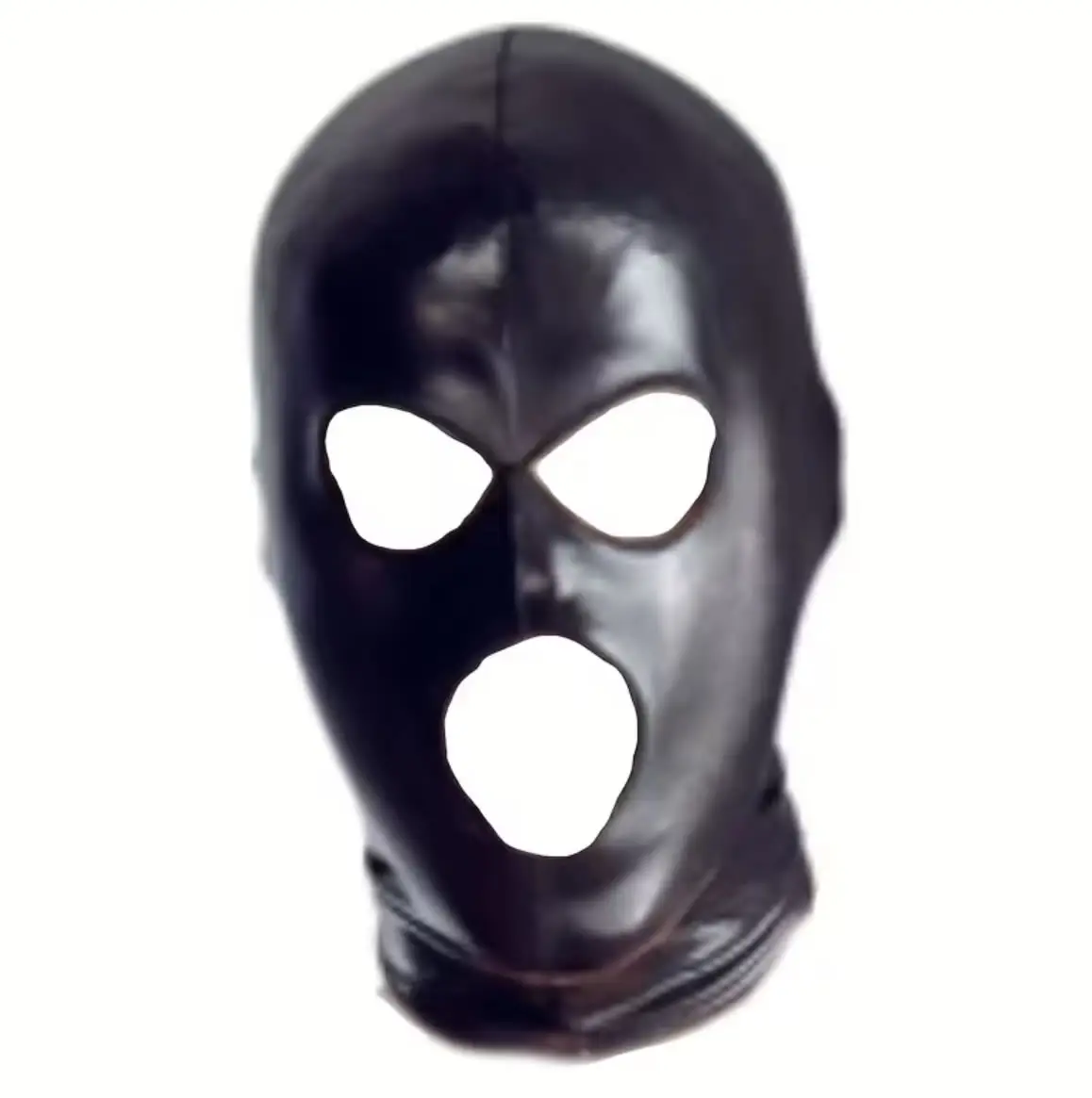 Máscara Erótica Aspecto Cuero "Wet Look Hood" de Cabeza Completa con Aberturas en Ojos y Boca 2 Mascara erotica aspecto cuero negro brillante con aberturas en ojos y boca en Tentación Tienda