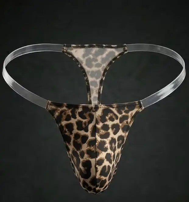Tanga Masculina Animal Print "Wild Invisible" con Estampado de Leopardo y Tiras Transparentes 5 Tanga masculina animal print leopardo con copa ergonomica y tiras transparentes en Tentación Tienda
